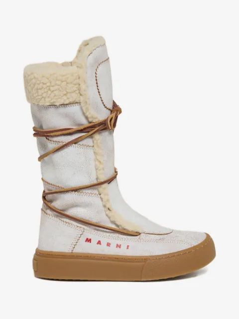 Marni Kids 레이스업 시어링 부츠
