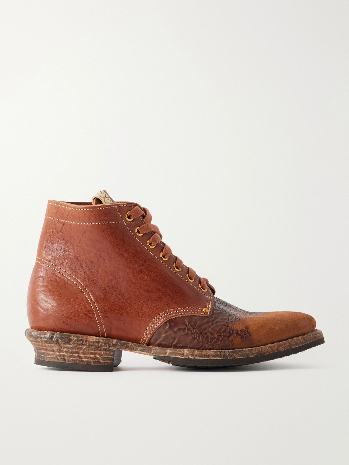 Visvim 브리게디어 디스트레스드 레이스업 가죽 부츠