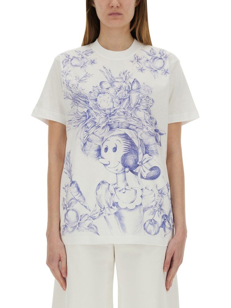 카툰 프린트 크루넥 티셔츠 A07150441 3002 | MOSCHINO | 페칭