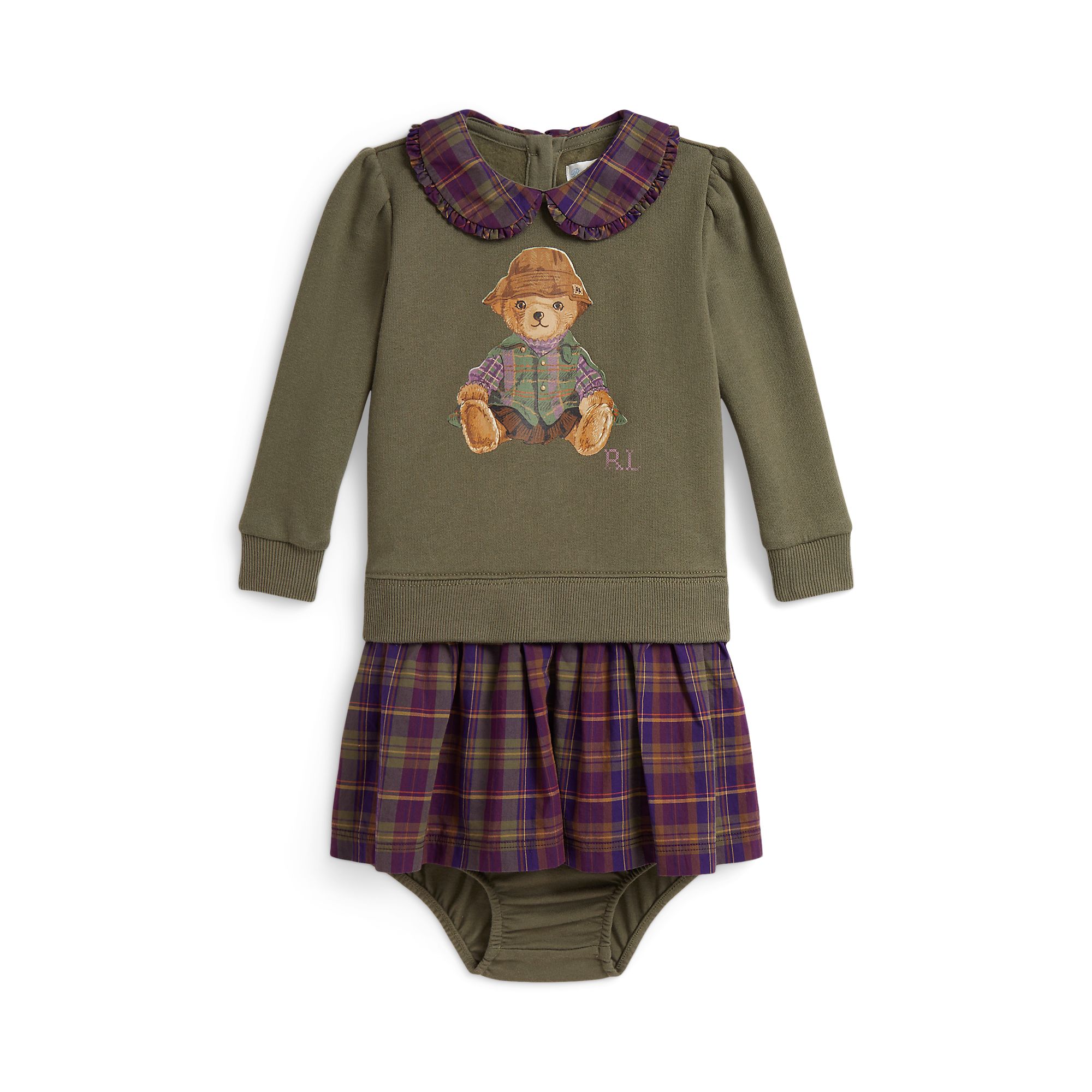 Ralph Lauren Kids 드레스 크루즈 올리브