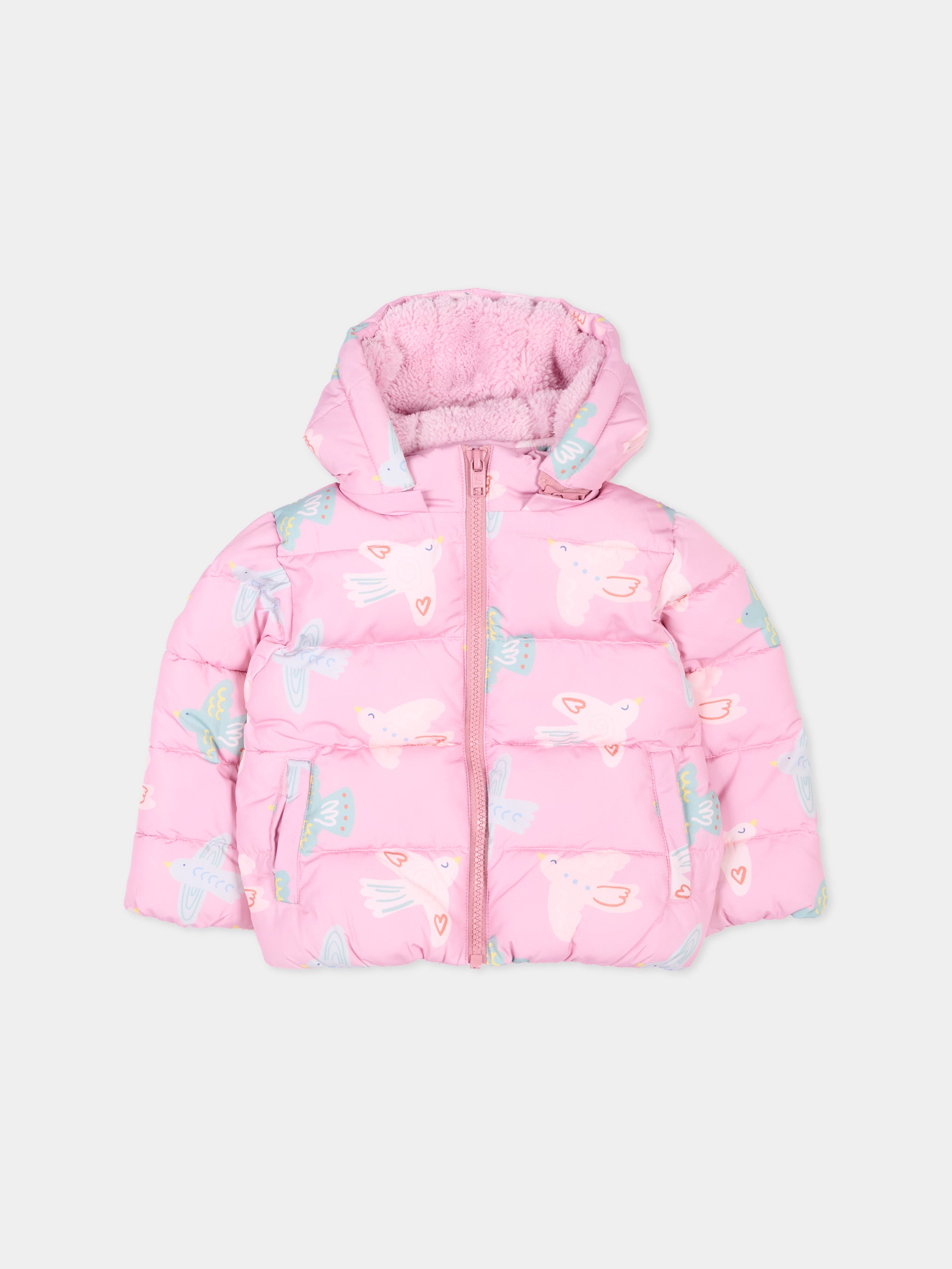Stella McCartney Kids 아기 여자용 핑크 퍼 자켓