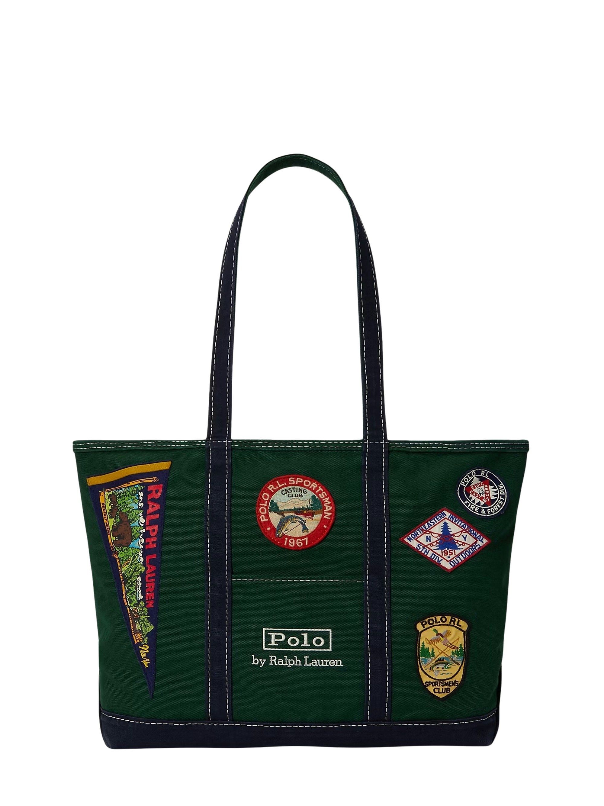 POLO RALPH LAUREN 로고 패치 캔버스 토트