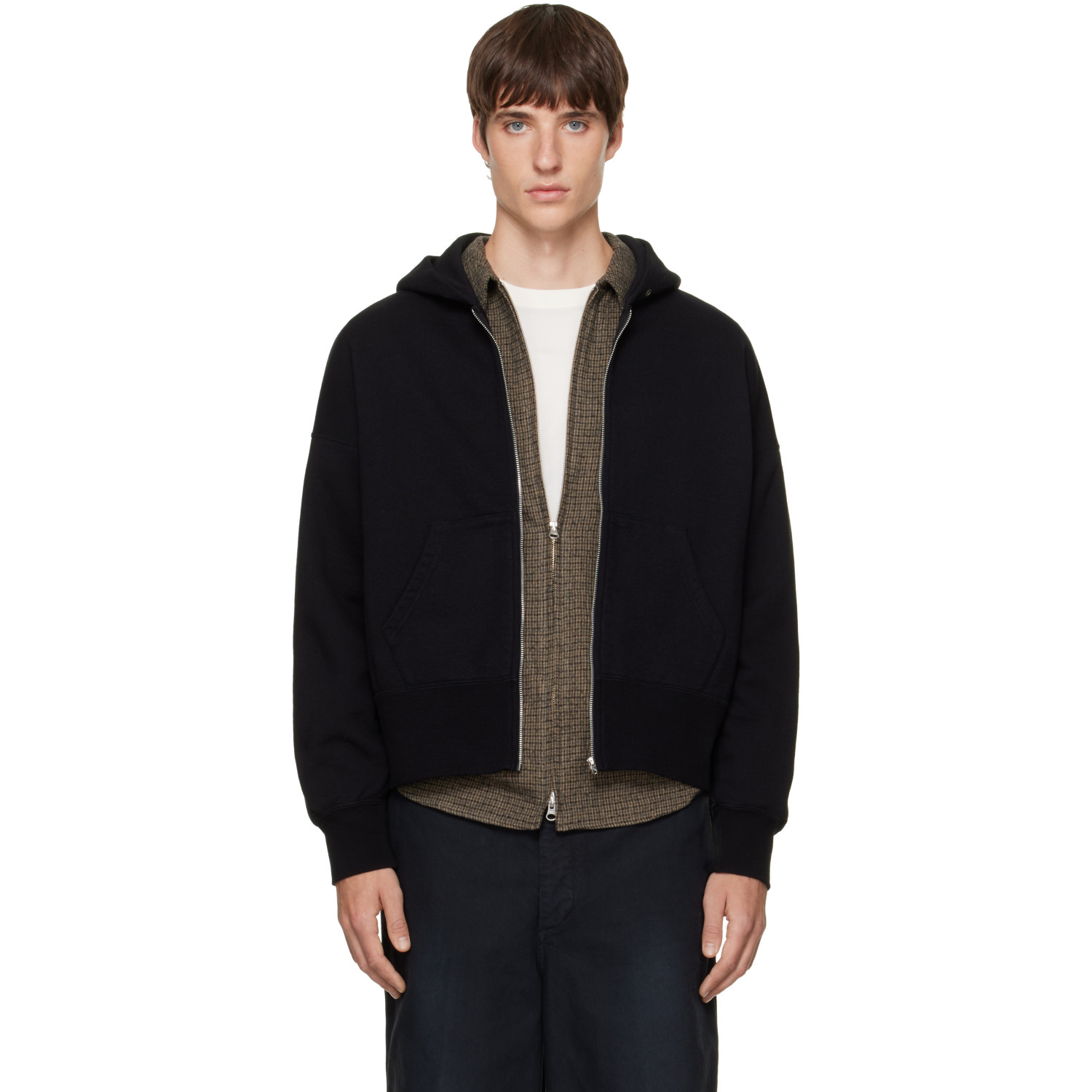 Visvim 블랙 코트 후드티