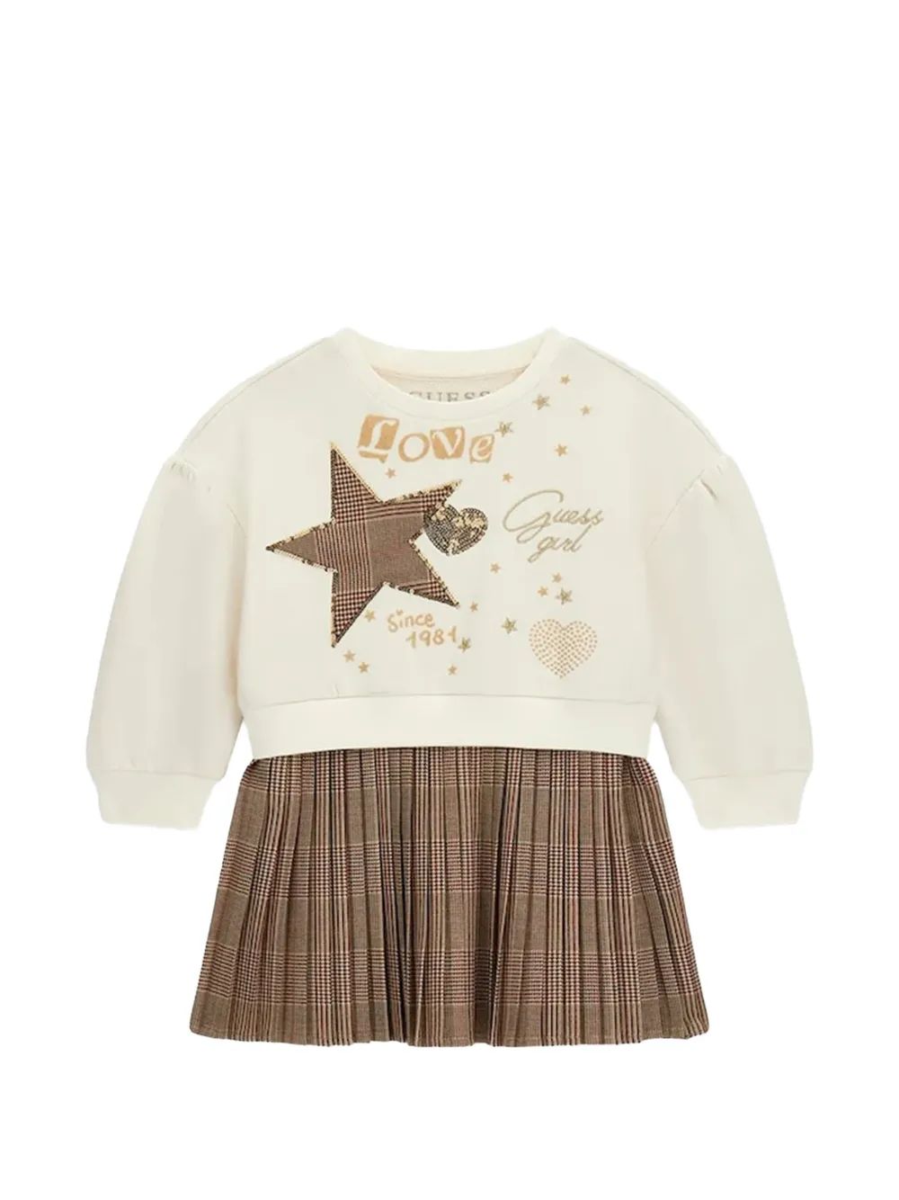 guess kids 체크 프린트 플리츠 원피스