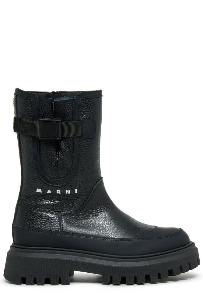 Marni Kids 로고 프린트 버클 부츠