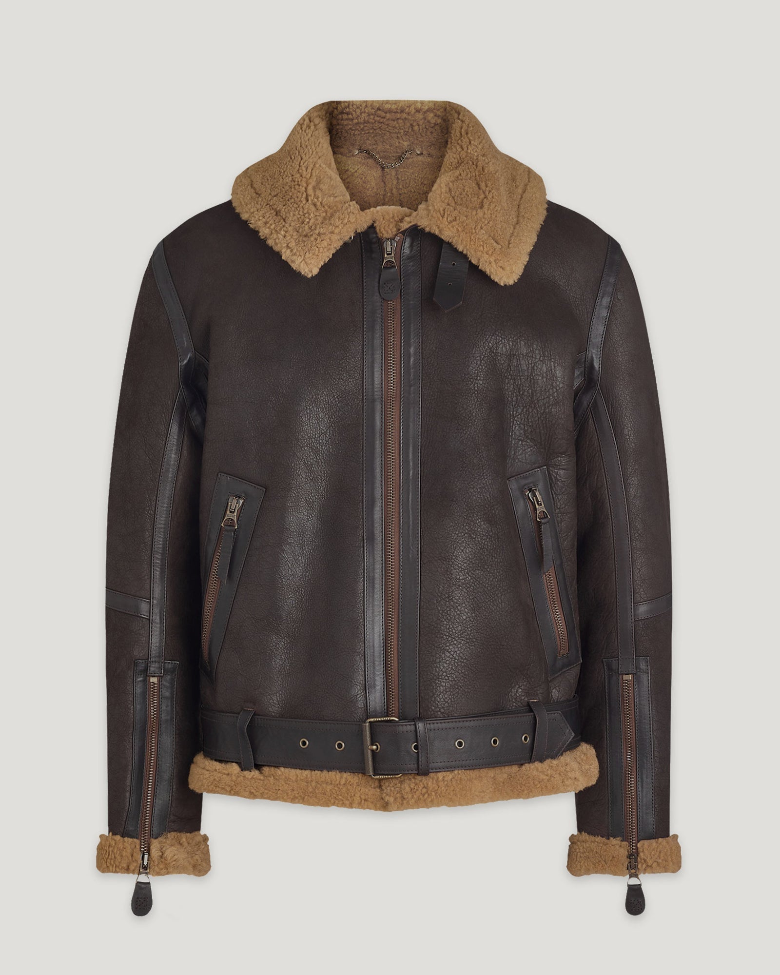 BELSTAFF 윌더 자켓 남성 아비에이터 시어링 다크브라운