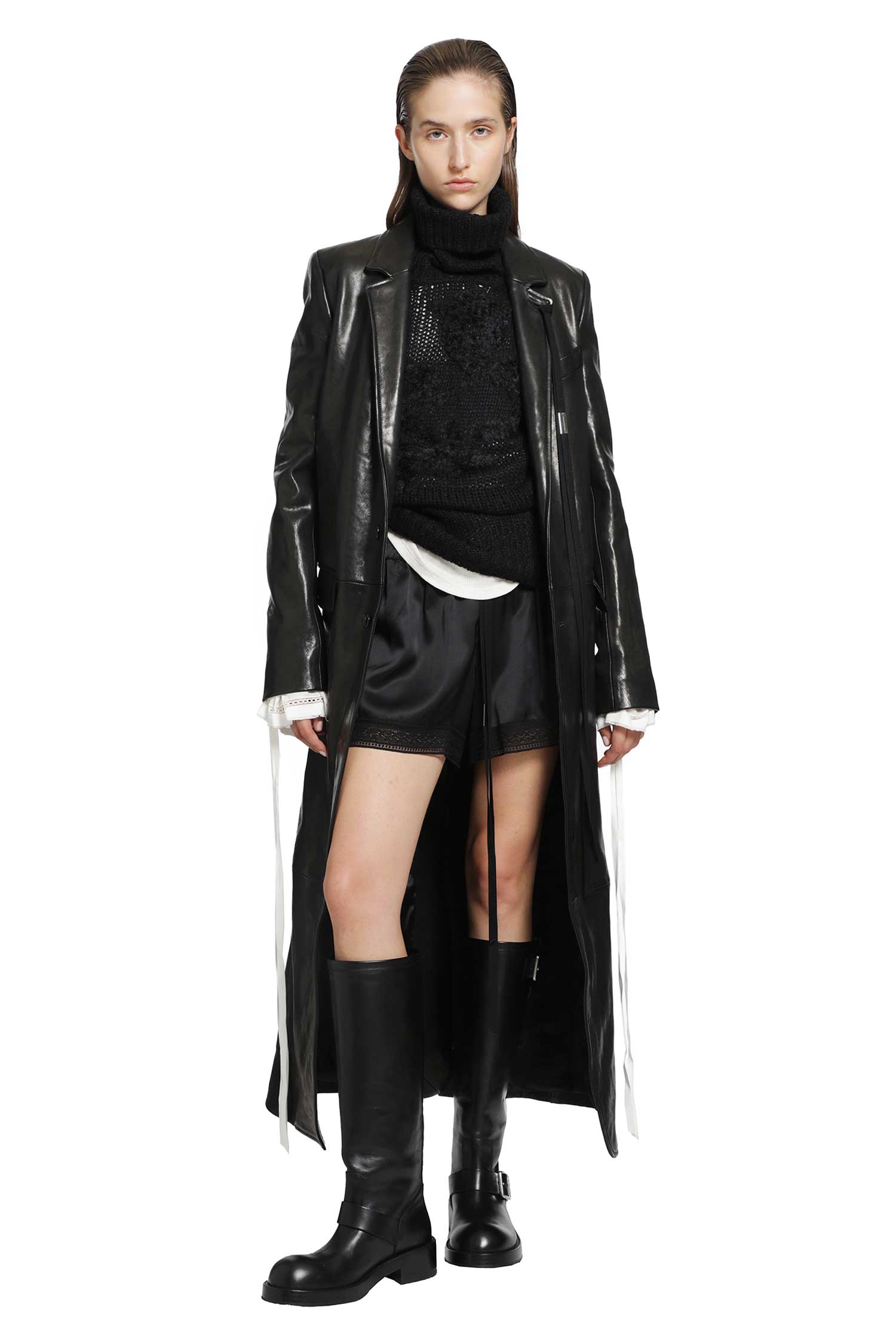 Ann Demeulemeester 비르바 빈티지 럭스 그레인드 레더 코트