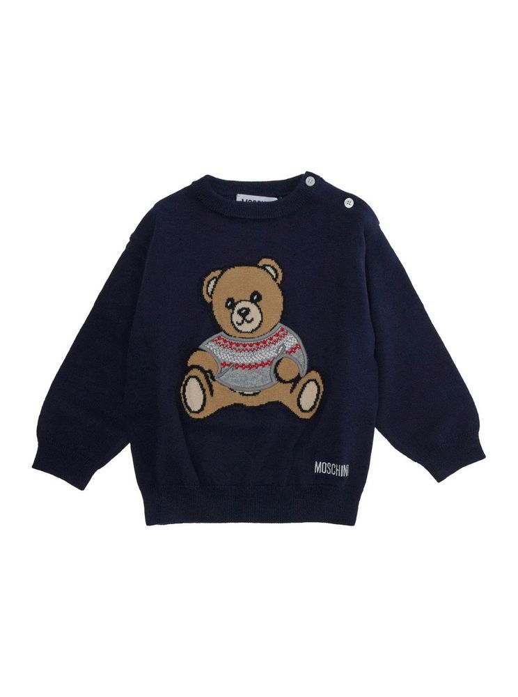 Moschino Kids 테디베어 인타르시아 니트 크루넥