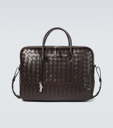 BOTTEGA VENETA 겟어웨이 라지 인트레치아토 레더 브리프케이스