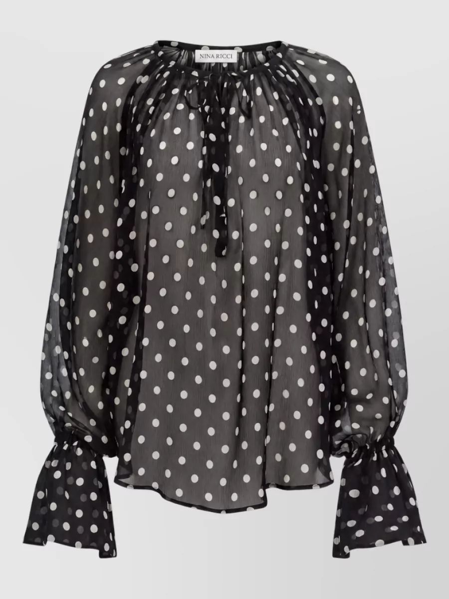 NINA RICCI 실크 롱슬리브 블라우스