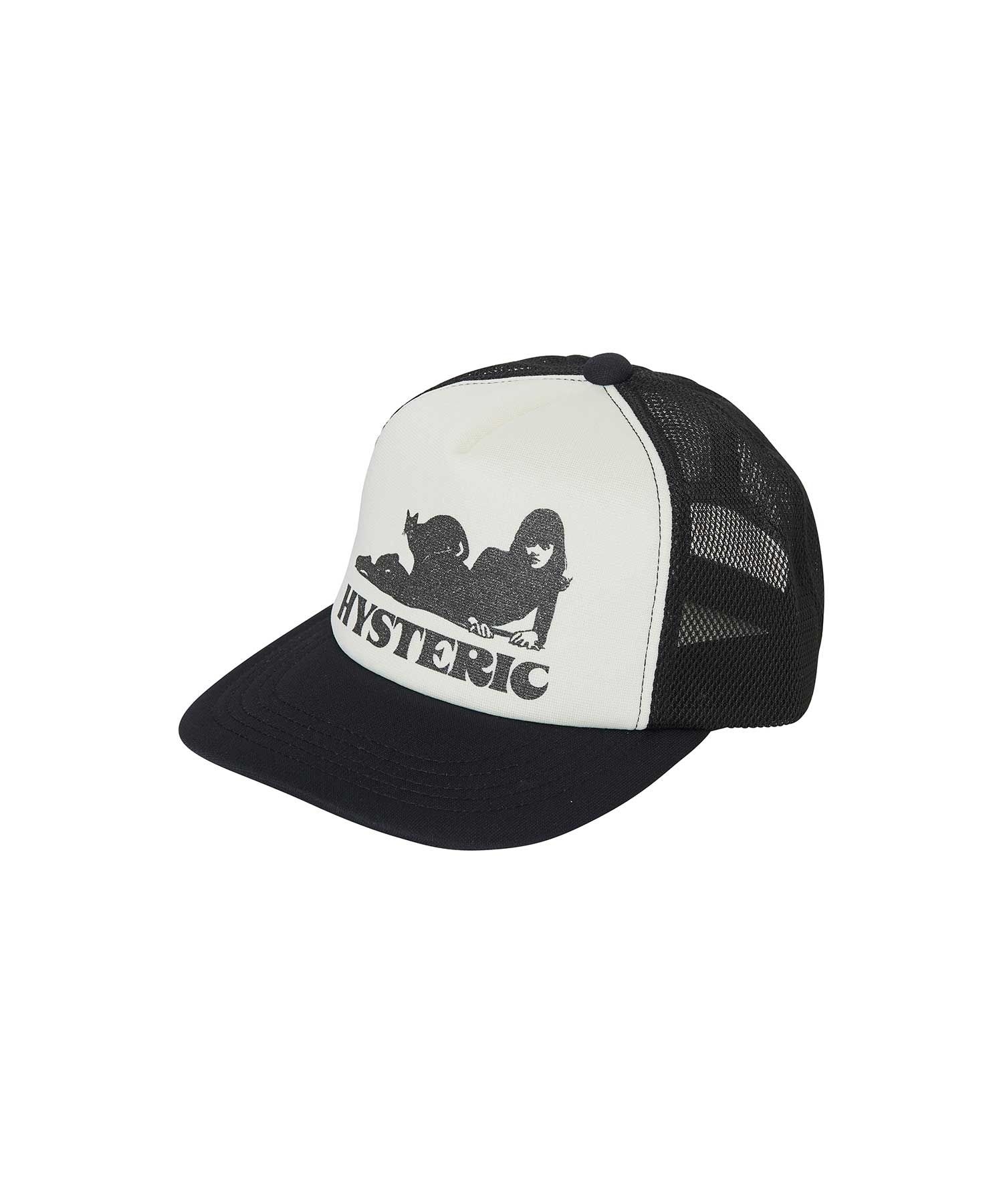 HYSTERIC GLAMOUR 블랙 캣 여성 메쉬 캡