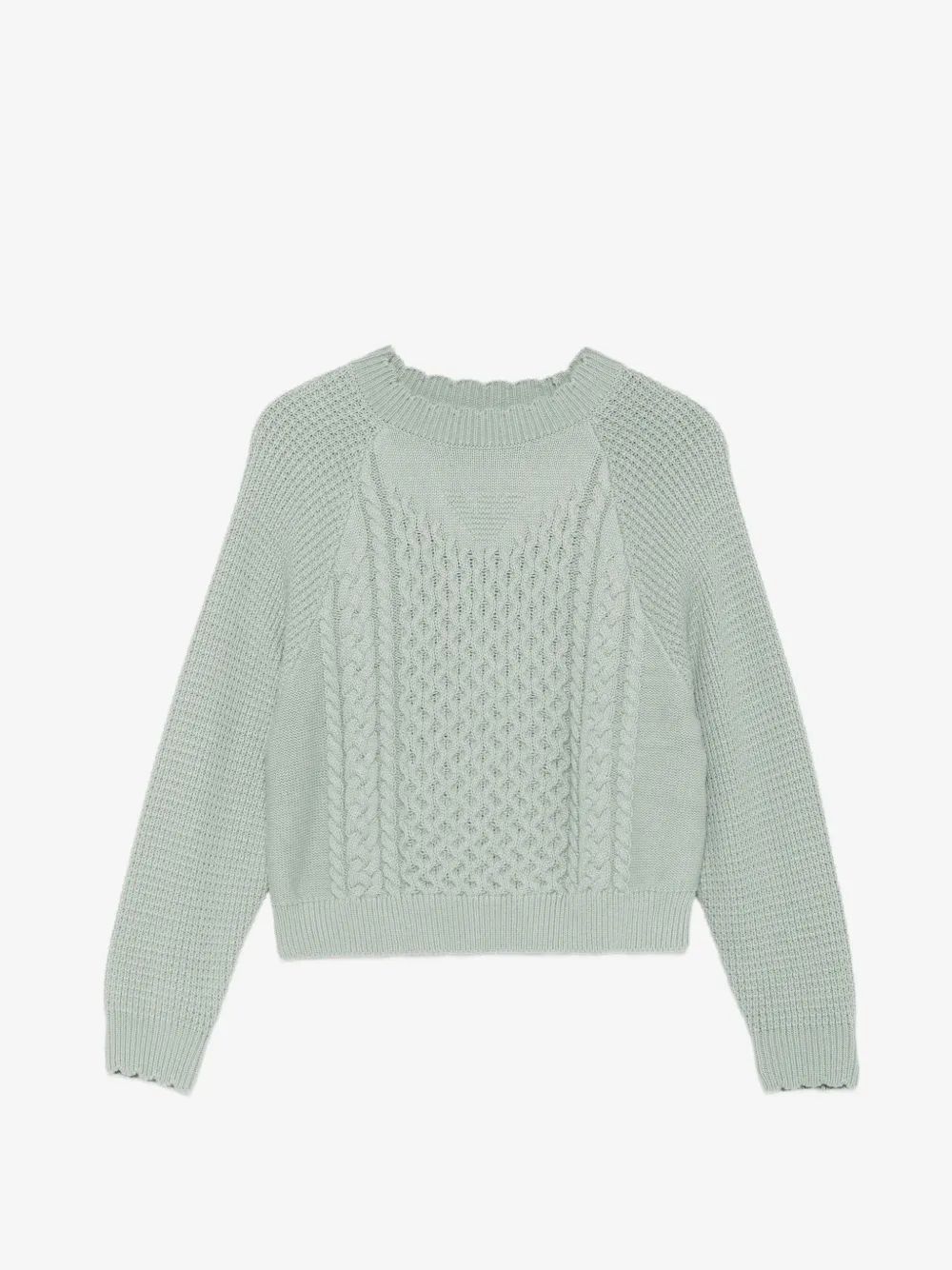 Emporio Armani Kids 케이블 니트 래글런 스웨터