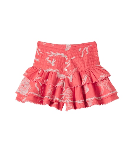 Poupette St Barth Kids 알리제 프린트 코튼 스커트