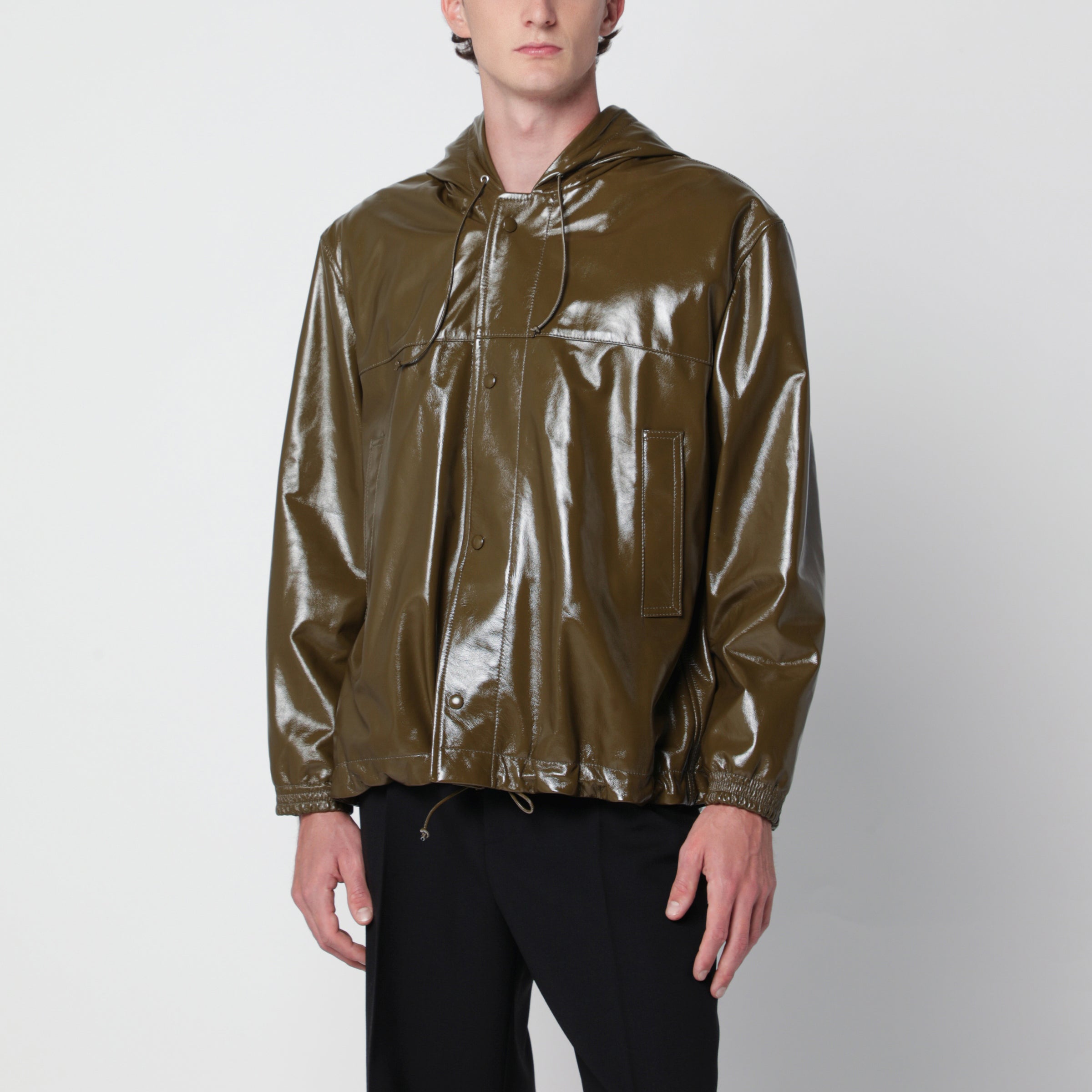 NAMACHEKO 남마체코 포레스트 그린 브리검 lambskin 가죽 자켓
