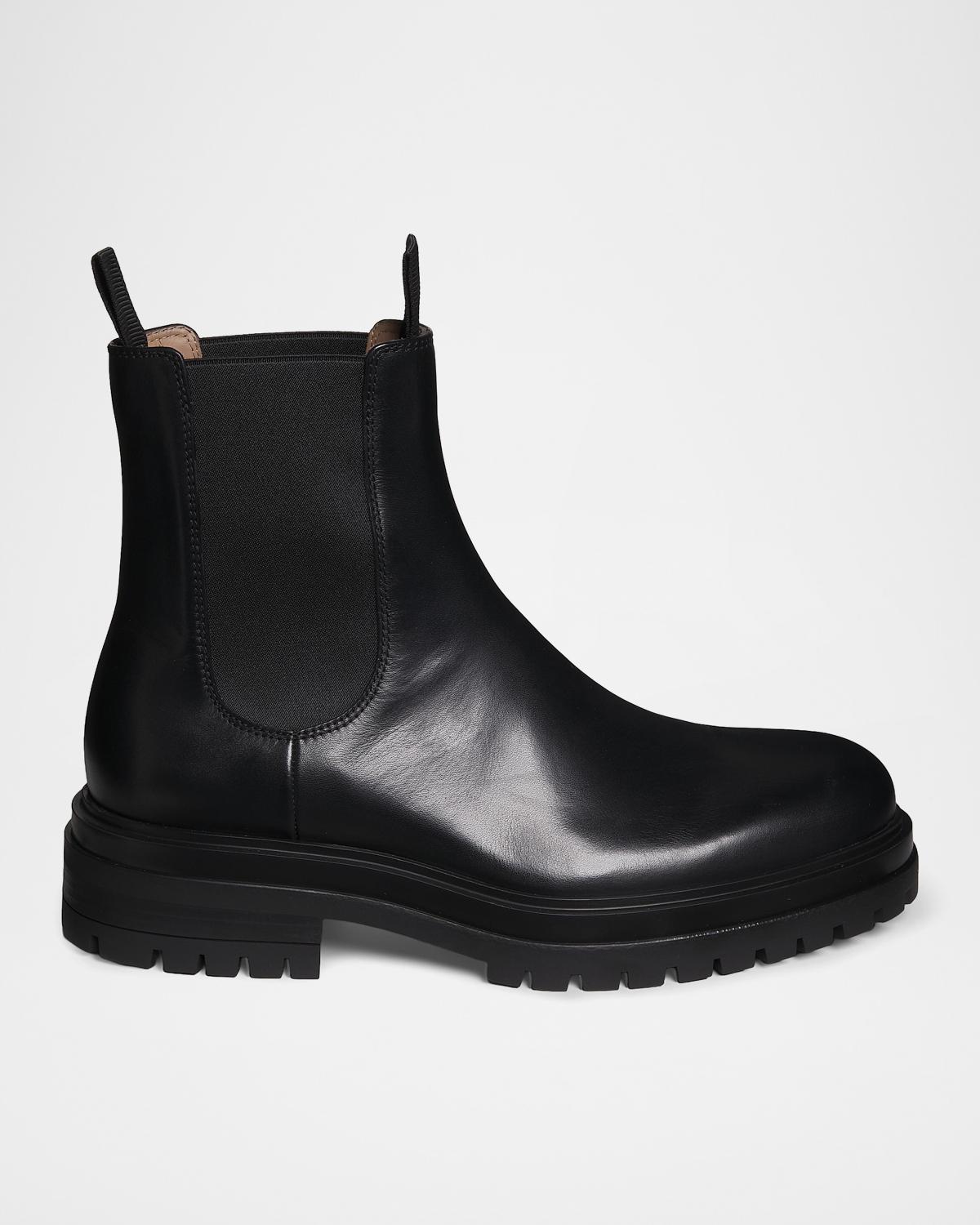 GIANVITO ROSSI 남성 체스터 가죽 첼시 부츠