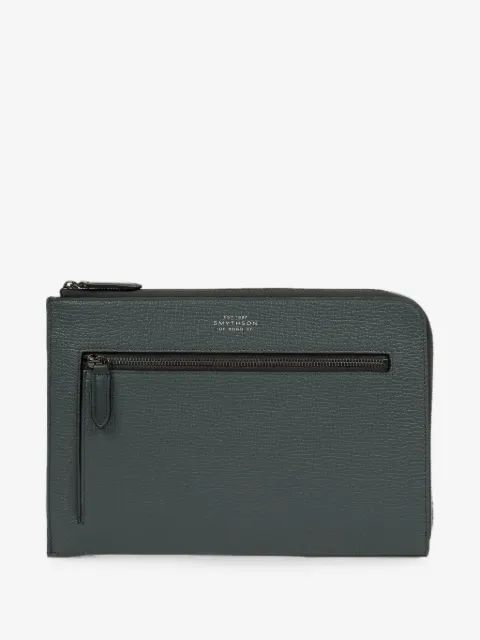 Smythson 루드로우 가죽 플랫 여행 파우치