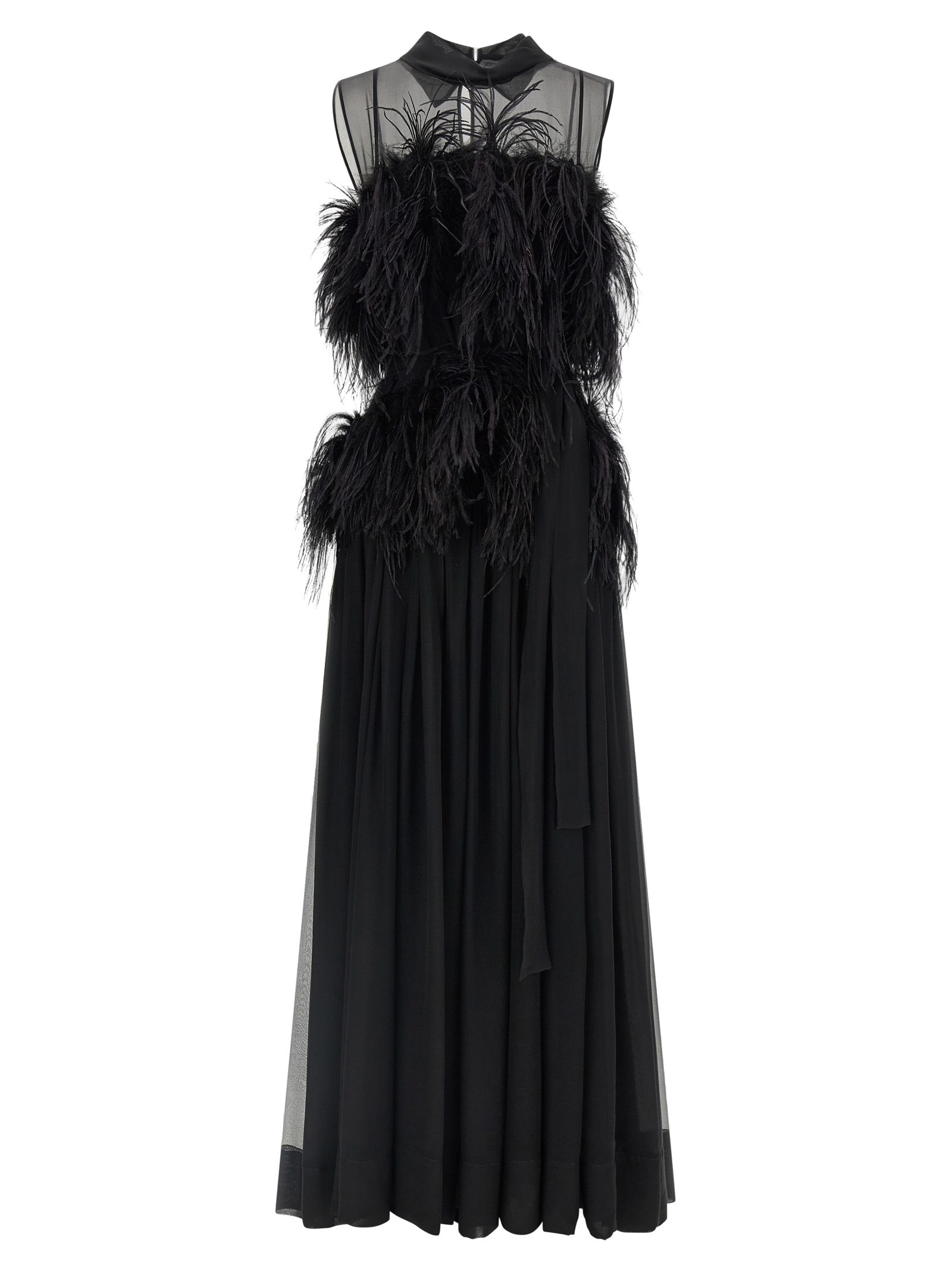ALBERTA FERRETTI 페더 장식 실크 시폰 드레스