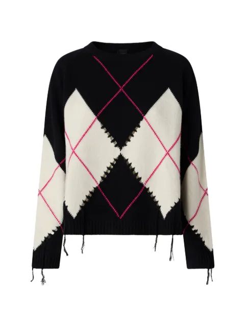 PINKO 아가일 인타르시아 디스트레스드 스웨터