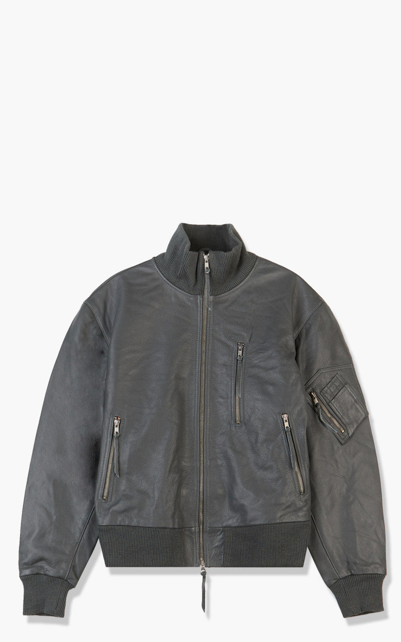 Military Surplus 파일럿 플라이트 가죽 자켓 다크 그레이