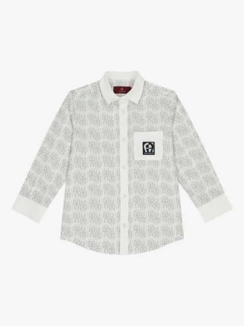 Aigner Kids 로고 프린트 버튼업 셔츠