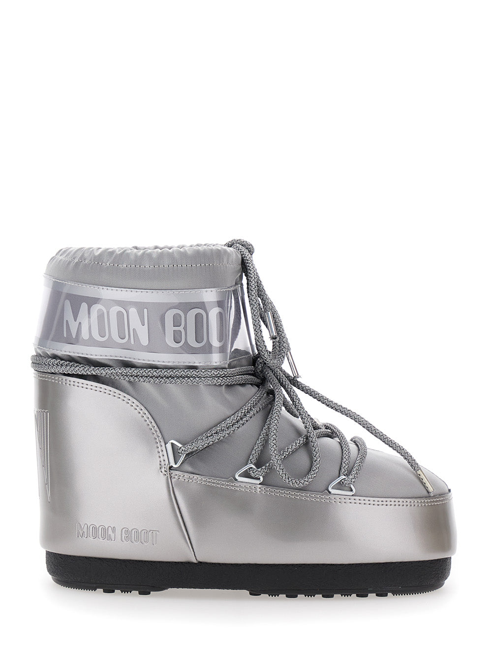 Moon Boot Kids 맥시 로고 사이드 프린트 테크 패브릭 아동 스노우 앵클부츠