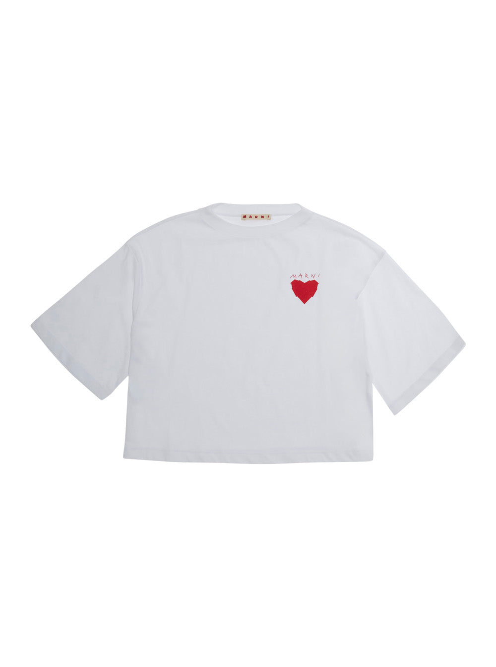 Marni Kids 미니 베이비 걸 코튼 크루넥 티셔츠 로고 프론트