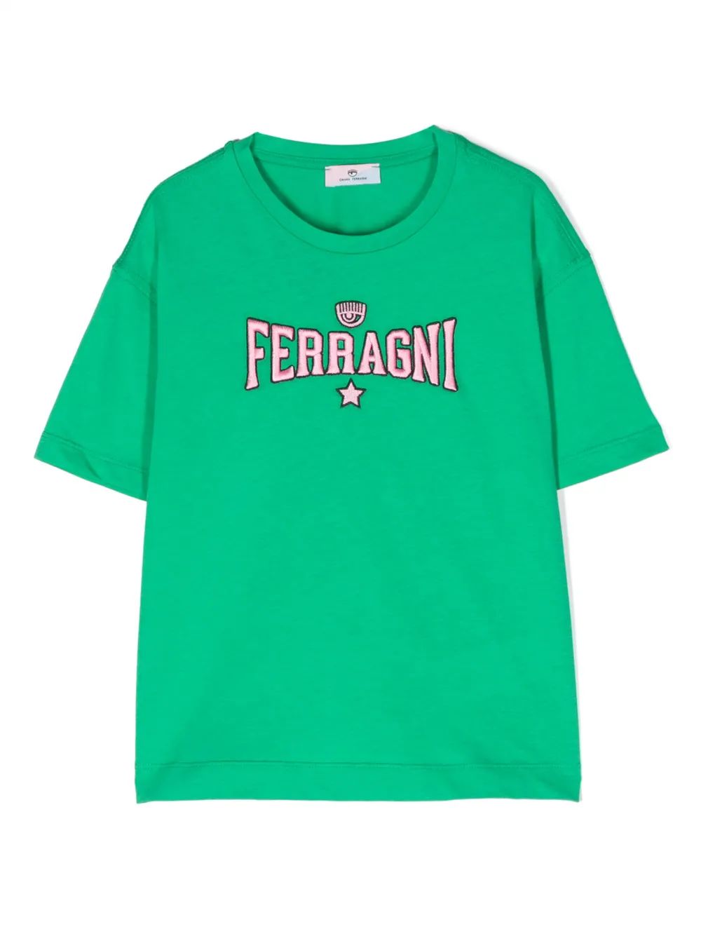 Chiara Ferragni Kids 로고 자수 면 티셔츠