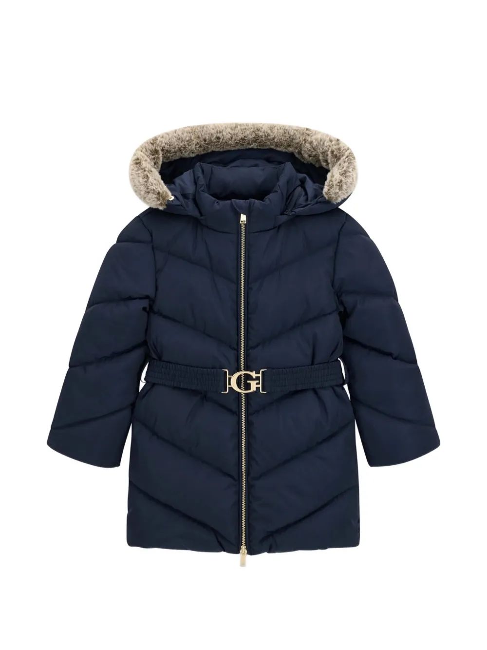 guess kids 벨트 후드 퍼 자켓
