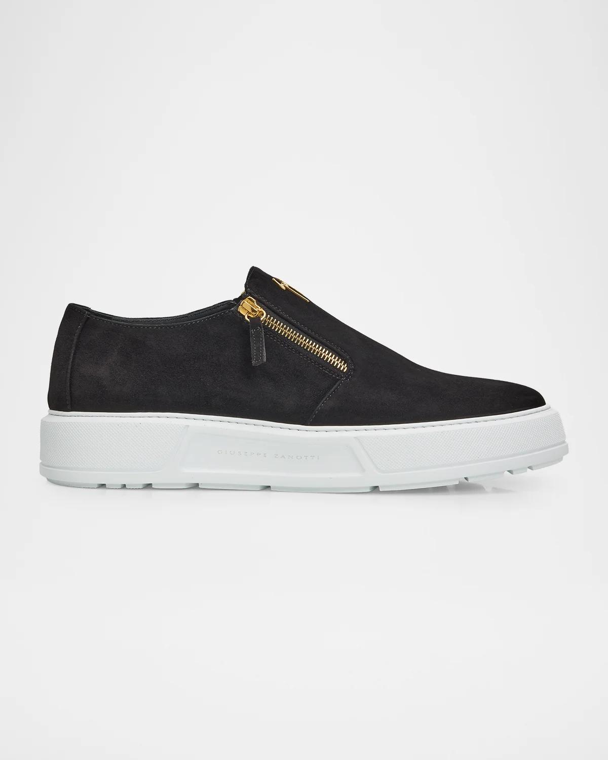 Giuseppe Zanotti 남성 스칸다 스웨이드 집업 스니커즈