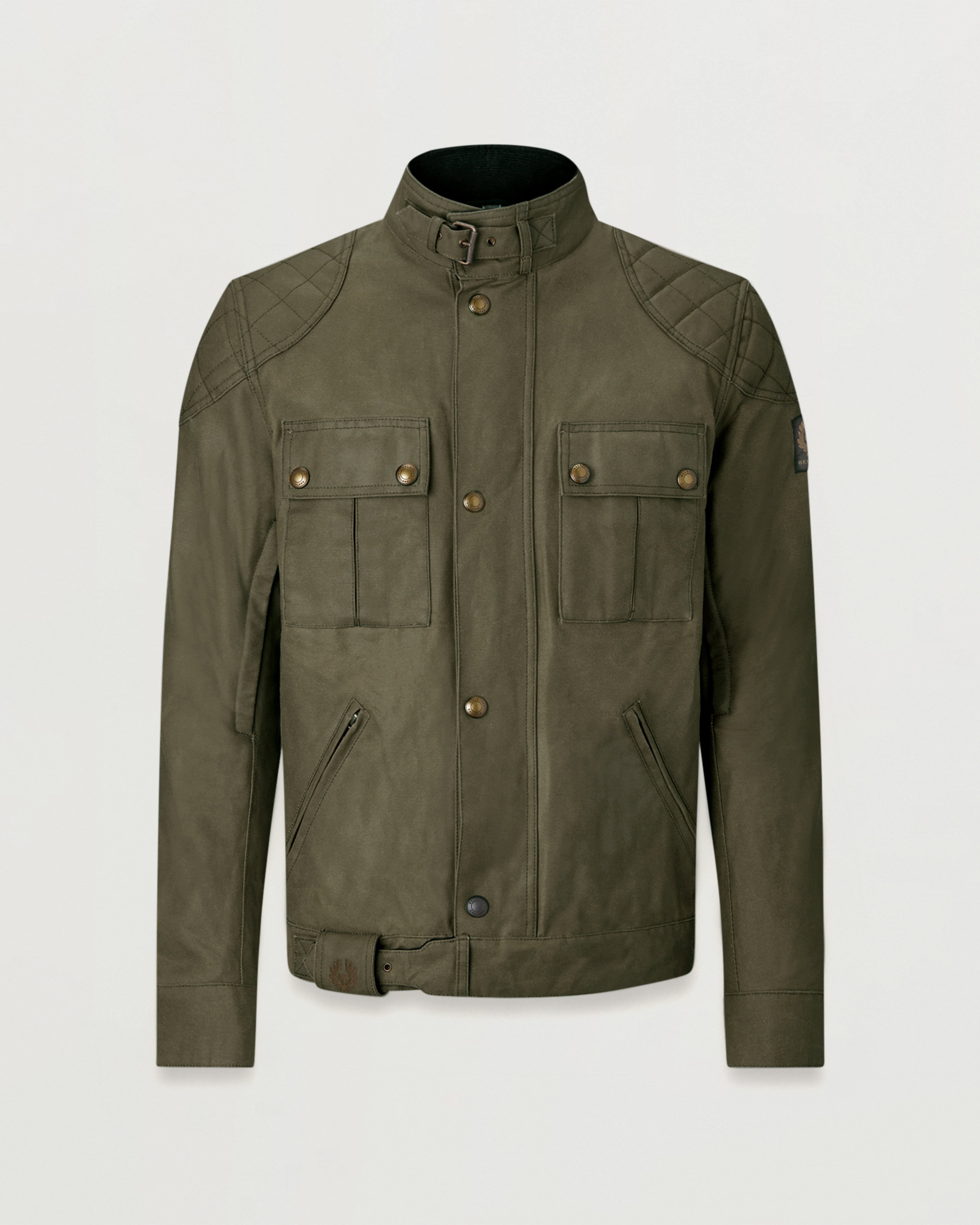 BELSTAFF 브룩랜즈 모터자켓 남성 왁스드 코튼 올리브그린