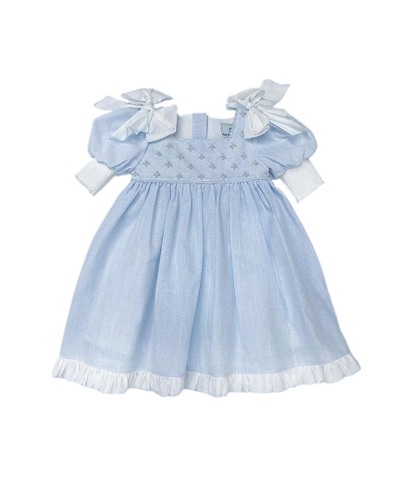Petite Maison Kids 샤를롯 베이비 블루 린넨 드레스 아동