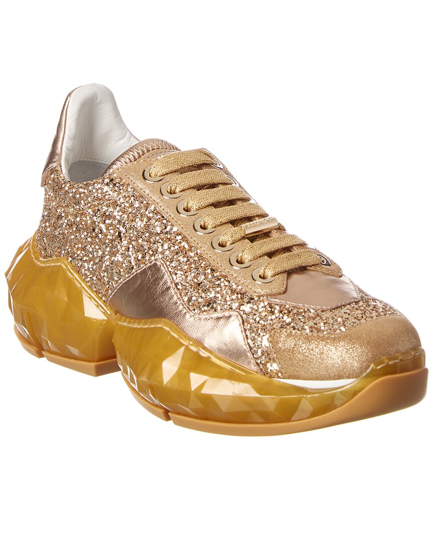 JIMMY CHOO 다이아몬드/F 가죽 & 글리터 스니커즈