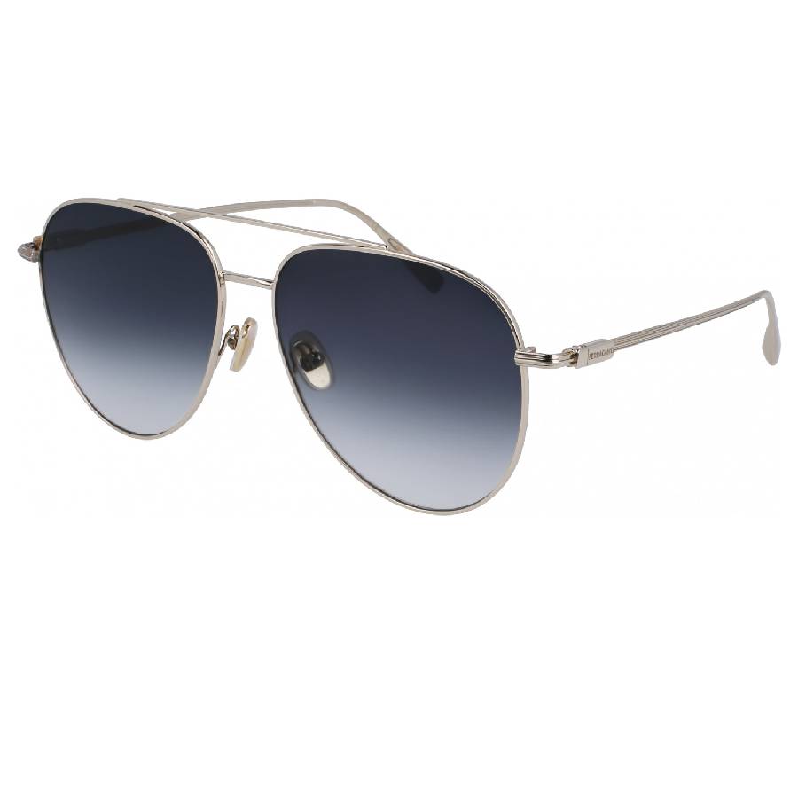 SALVATORE FERRAGAMO 블루 그라디언트 파일럿 선글라스 SF308S 715 61
