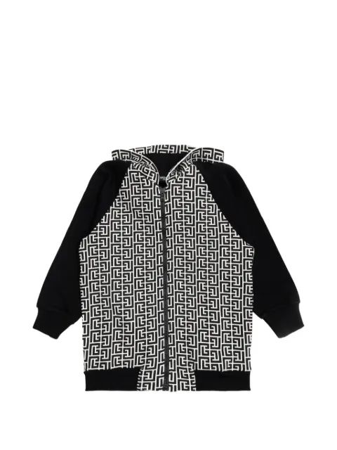 Balmain Kids 기하학 프린트 집업 후드티