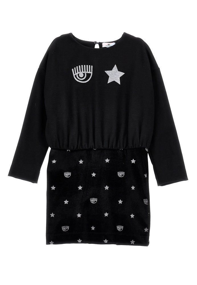 Chiara Ferragni Kids 아이라이크 라운드넥 글리터 디테일 드레스