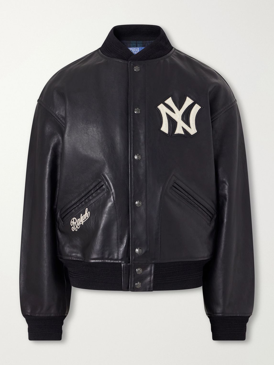 POLO RALPH LAUREN + MLB 자수 가죽 바시티 자켓