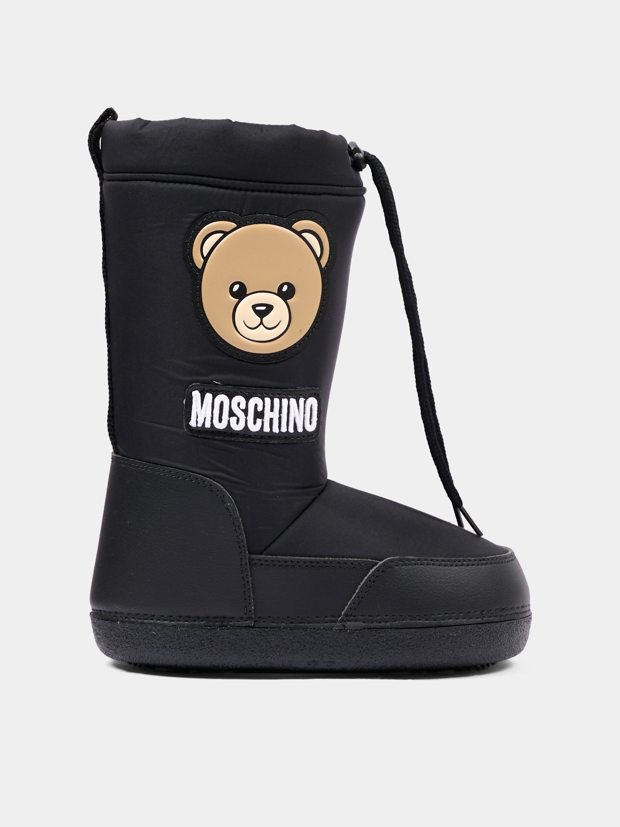 Moschino Kids 테디베어 아동용 블랙 눈부츠