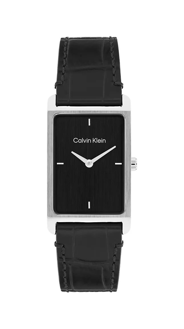 CALVIN KLEIN 사각 다이얼 가죽 스트랩 시계