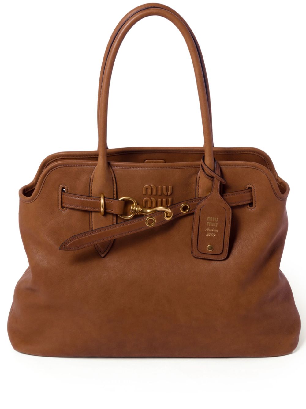 Medium Aventure Leather Tote Bag | 미우미우 | FETCHING