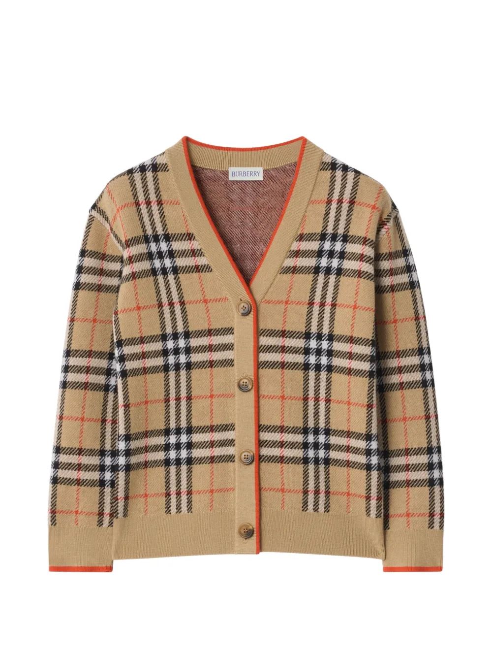 Burberry Kids 체크 패턴 울 가디건