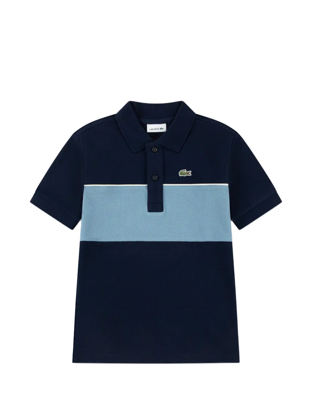 Lacoste Kids 로고 패치 컬러 블록 폴로 셔츠