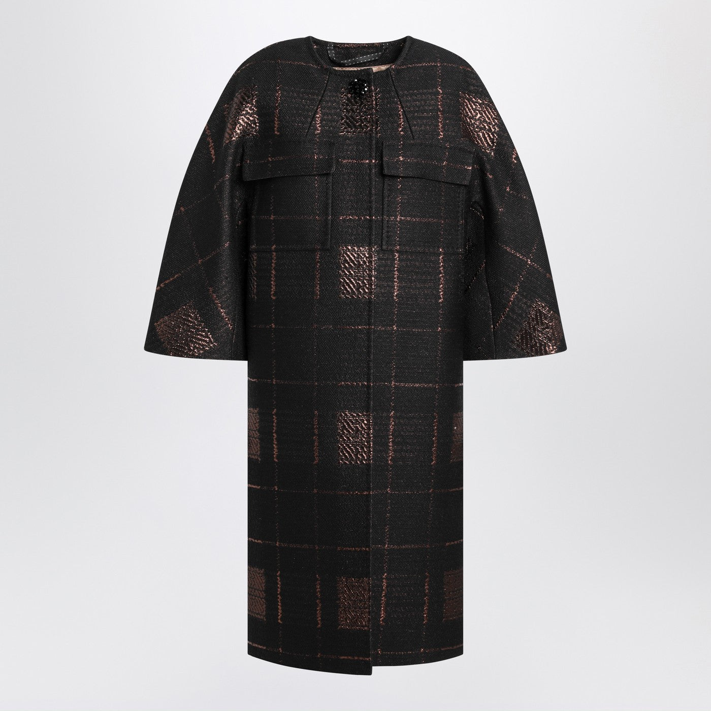 MAX MARA ATELIER 자카드 라메 코쿤 코트
