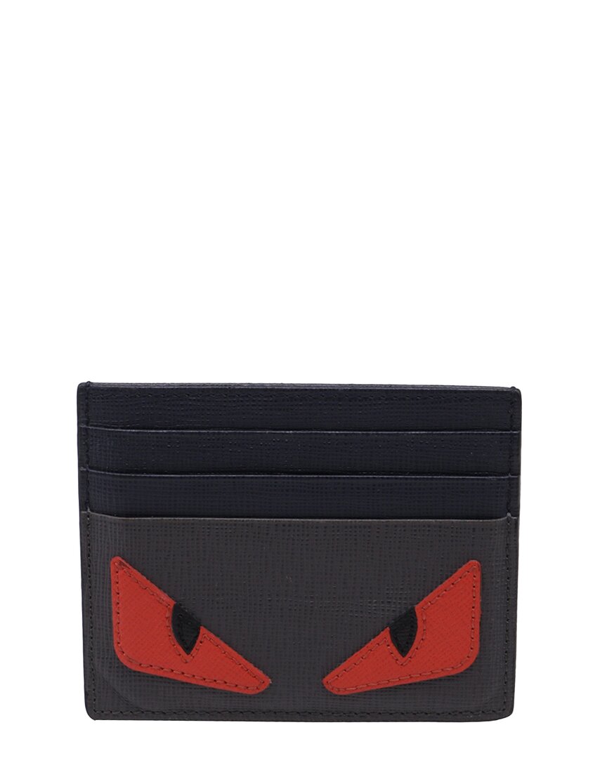 FENDI 그레이 가죽 몬스터 카드 홀더