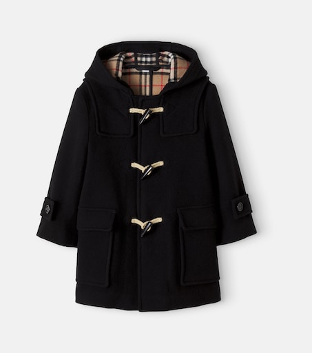 Burberry Kids 후드 울 블렌드 코트