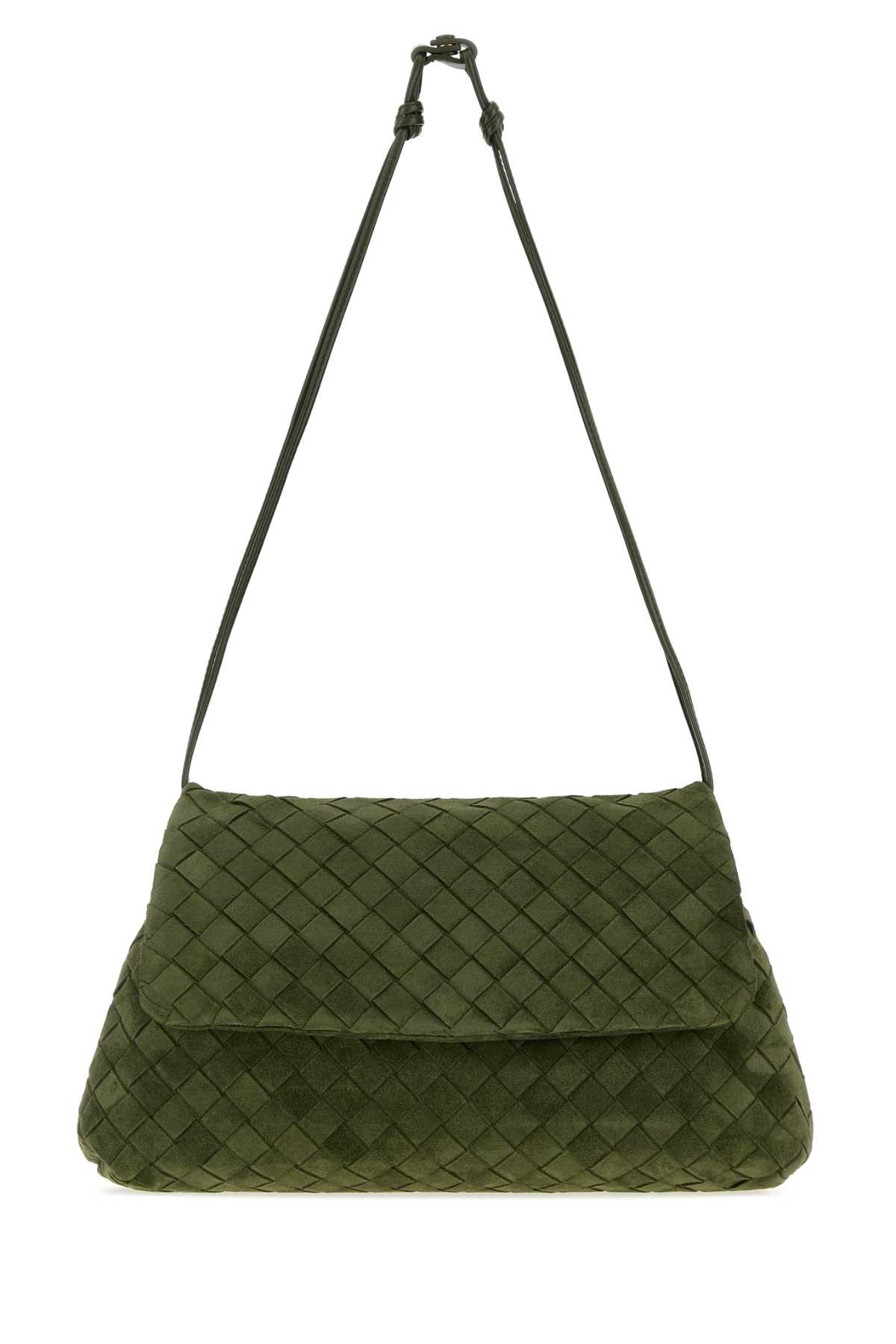 BOTTEGA VENETA 병록색 스웨이드 지오르노 숄더백