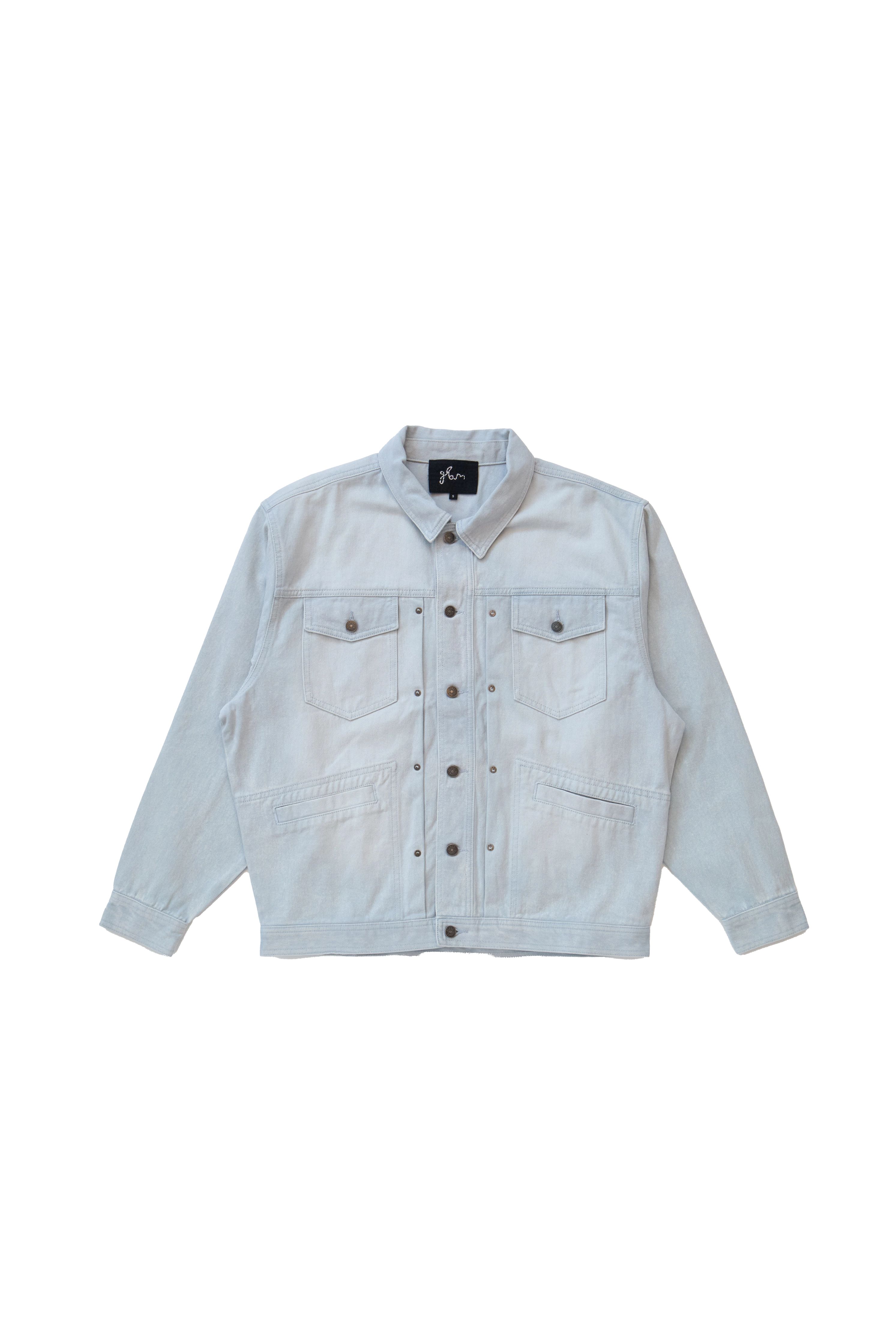 GLASS CYPRESS 라이트 블루 핸드 자수 데님 자켓