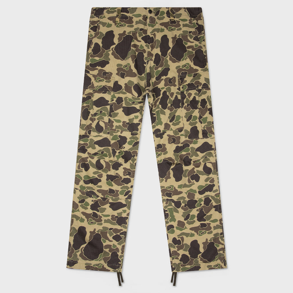 CARHARTT 덕 카고 팬츠 카모 덕 그린 스톤 워시드
