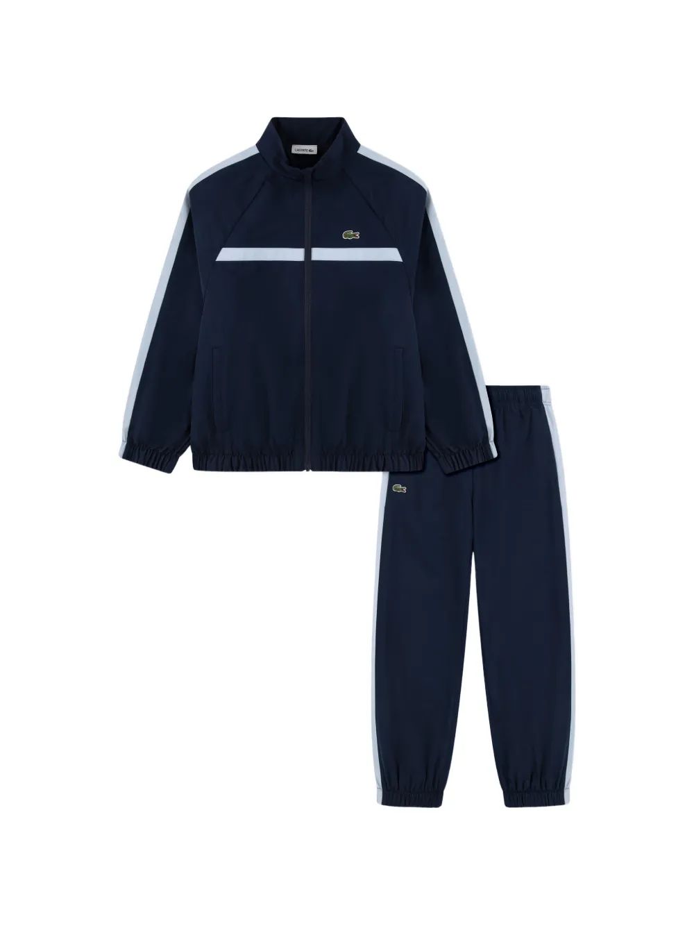 Lacoste Kids 로고 패치 사이드 스트라이프 트랙수트