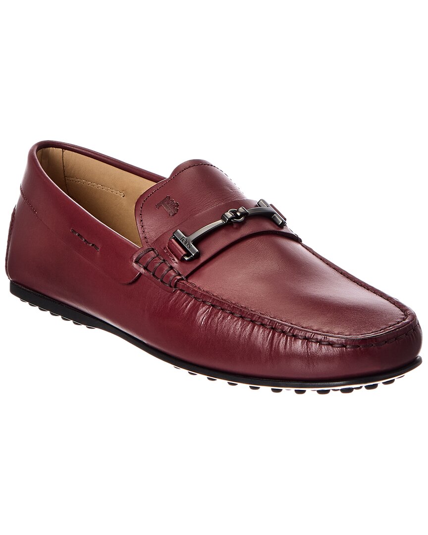 TOD'S 더블 T 파인 시티 그로멧 가죽 로퍼