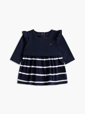 TOMMY HILFIGER 아기 스트라이프 플러터 슬리브 원피스